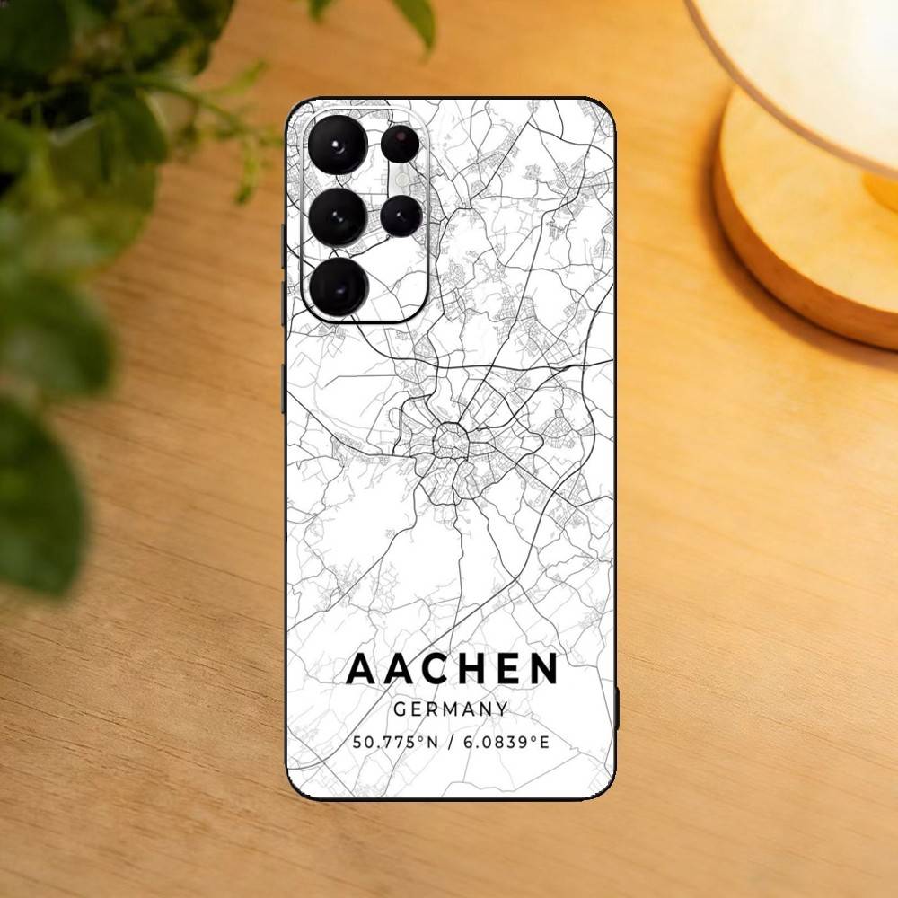 Знаменитый Городской Эскиз Карта Города Чехол для Телефона Для Samsung S25,S24,S21,S22,S23,S30,Ultra,S20,Plus,Fe,Lite Черный Корпус