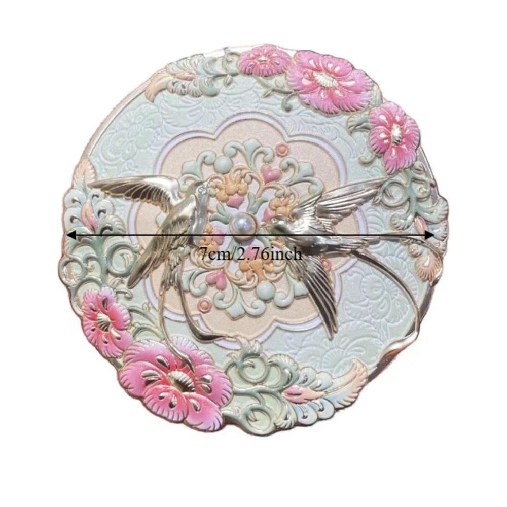 Vintage Makeup Mirror Emboss Flower Pattern Pocket Mirror Exquisite Chinese Style Mirror Female