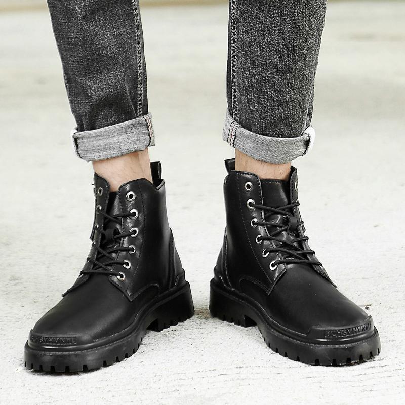 Новые осенне-зимние мужские ботинки с боковой молнией из натуральной кожи, теплые плюшевые мотоциклетные ботильоны, повседневная кожаная обувь