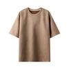 Men's Summer Trend Solid Color Suede Loose Round Neck Pullover Short-sleeved T-shirt