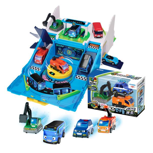 Умная зарядная станция Rescue Tayo + 3 типа умных мини-машинок, корейские игрушки