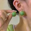 2024 New Trendy Green Acrylic Round Geometric Stud Earring Brincos Korean Simulated Pearl Flower Earrings for Women Jewelry Gift