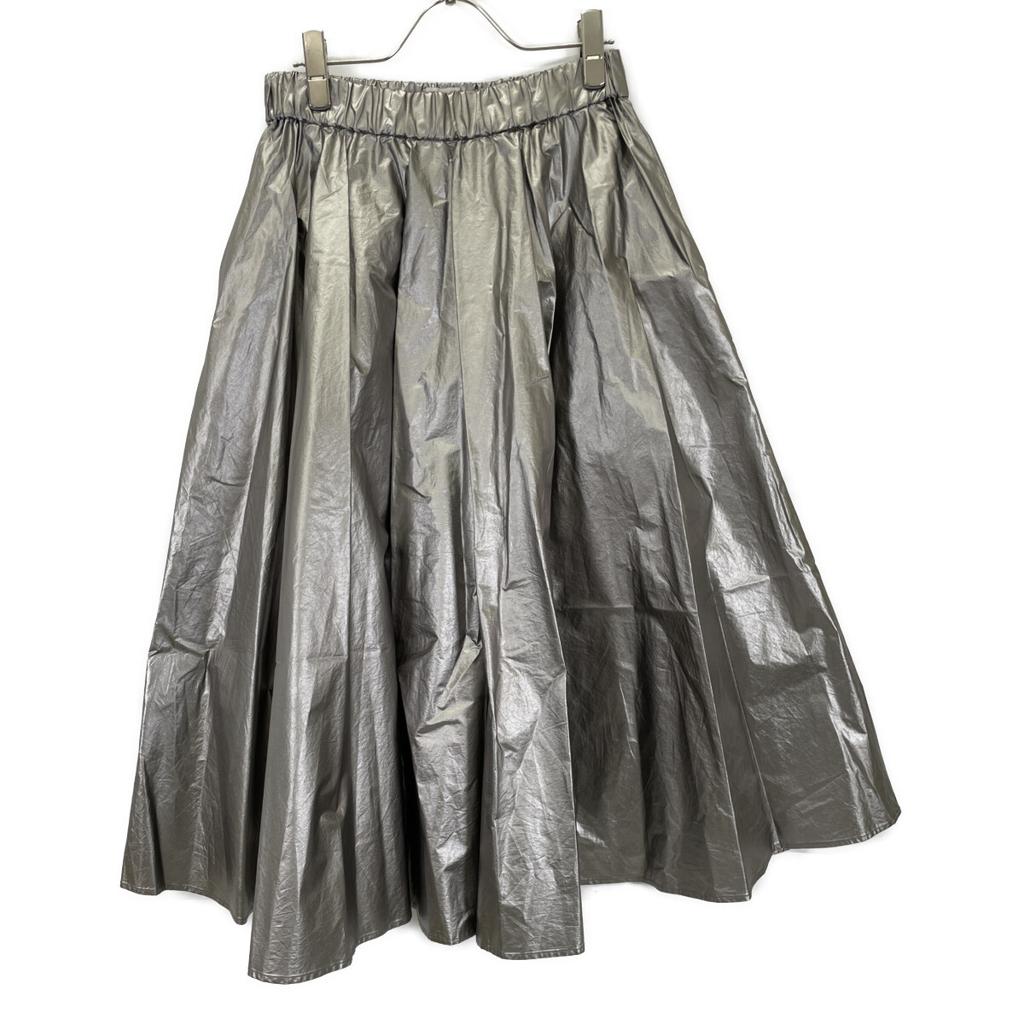 MONCLER 2020 Metallic Silver GONNA Flare Skirt skirt 40 SilverUsed