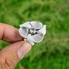 Round White Topaz Stone New Flower Boho Statement Crown Chakra Ring 925 Silver