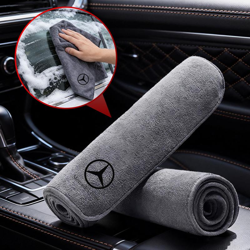 Car Double-Faced Plush Absorbent Towel Cleaning Cloth For Mercedes Benz AMG W204 W205 W211 W212 W213 W176 GLA CLA Stickers EUVWX1