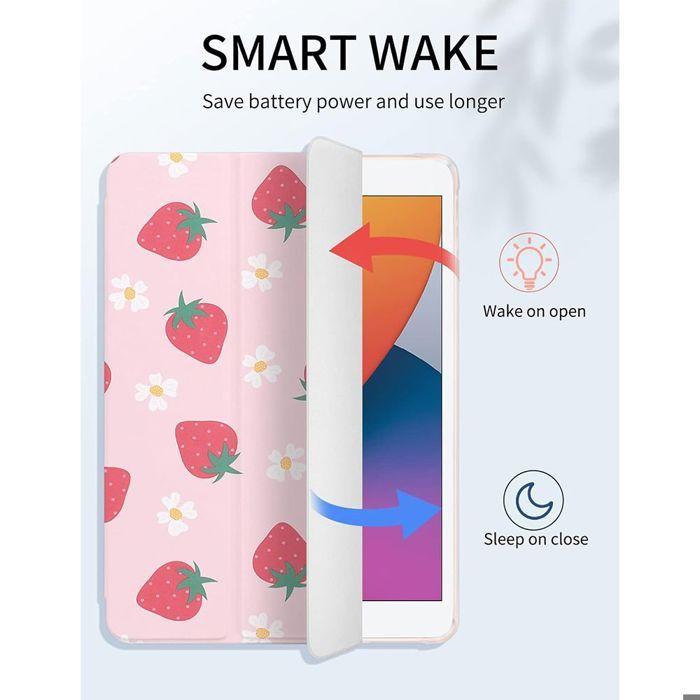 Coque de Protection - E.F.Connection - pour iPad Air 3 / pour iPad Pro 10,5" - Antichoc - Motif Fraise - Pliable