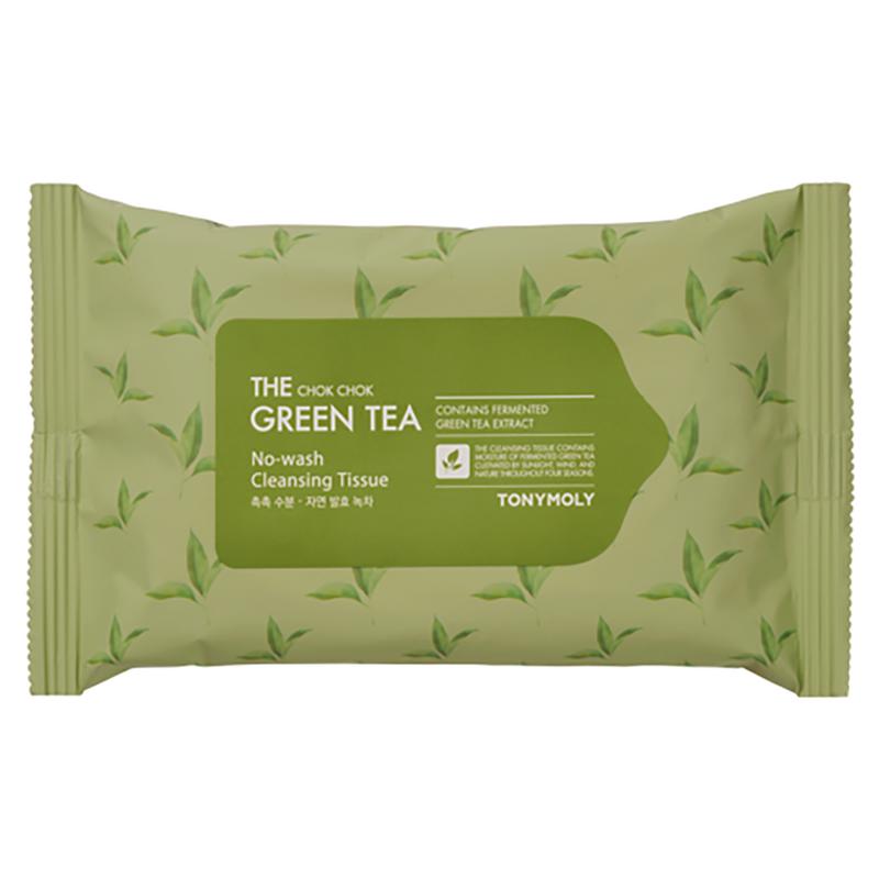 Tony Moly The Chok Chok Green Tea No Wash Cleansing Tissue, 20 Sheets Pack, 20 wipes, 1 pcs