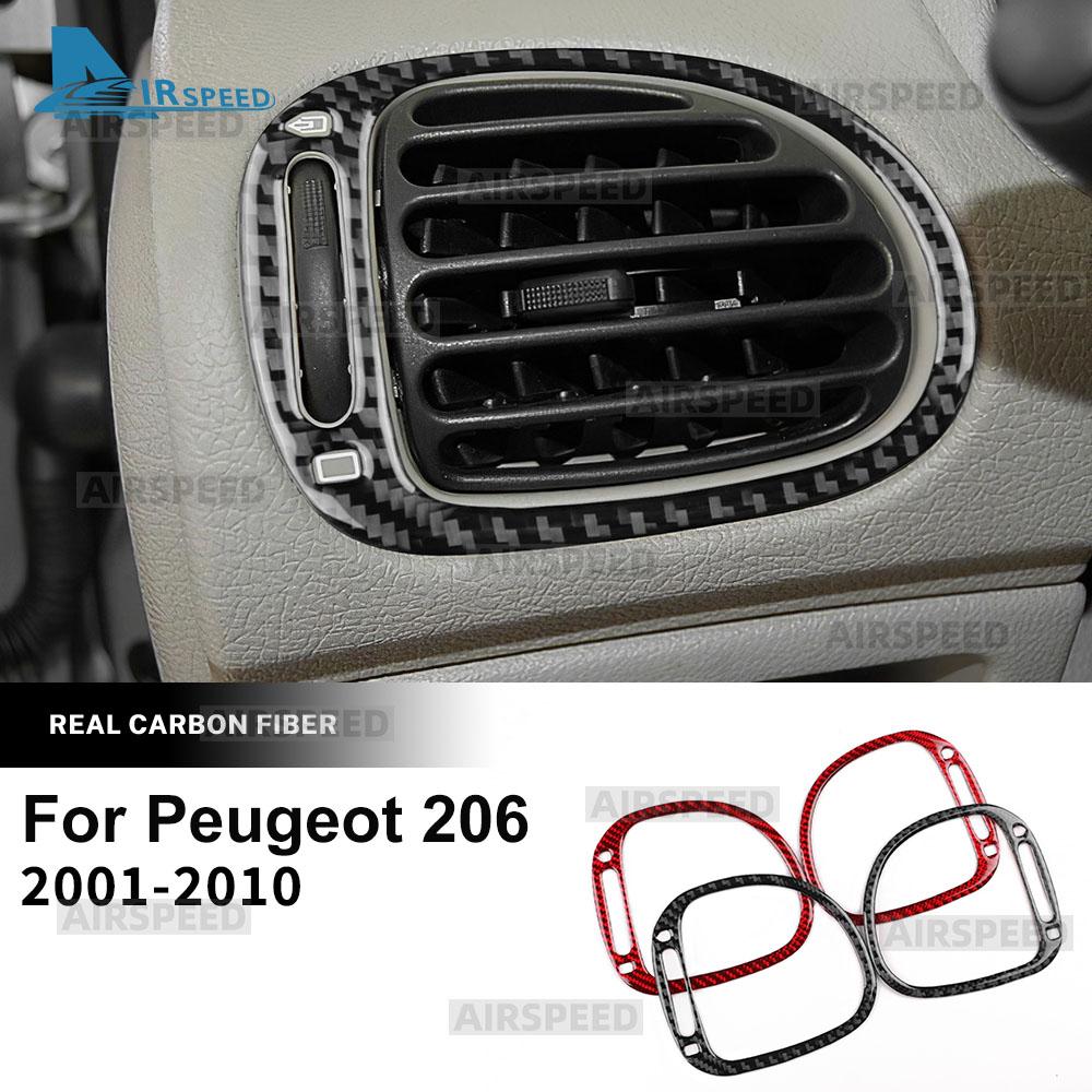 Real Soft Carbon Fiber Sticker For Peugeot 206 2001 2002 2003 2004 2005 2006 2007 2008 2009 2010 Car Side Air Outlet Frame