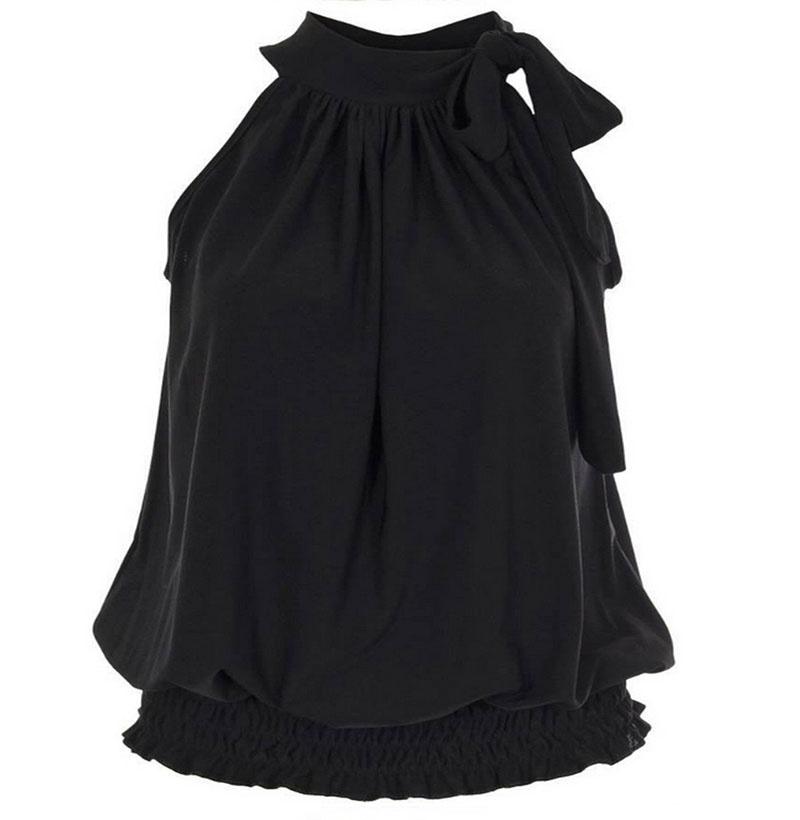 Элегантная женская блузка без рукавов из шифона «Лотос», излучающая вневременной стиль для офисной носки