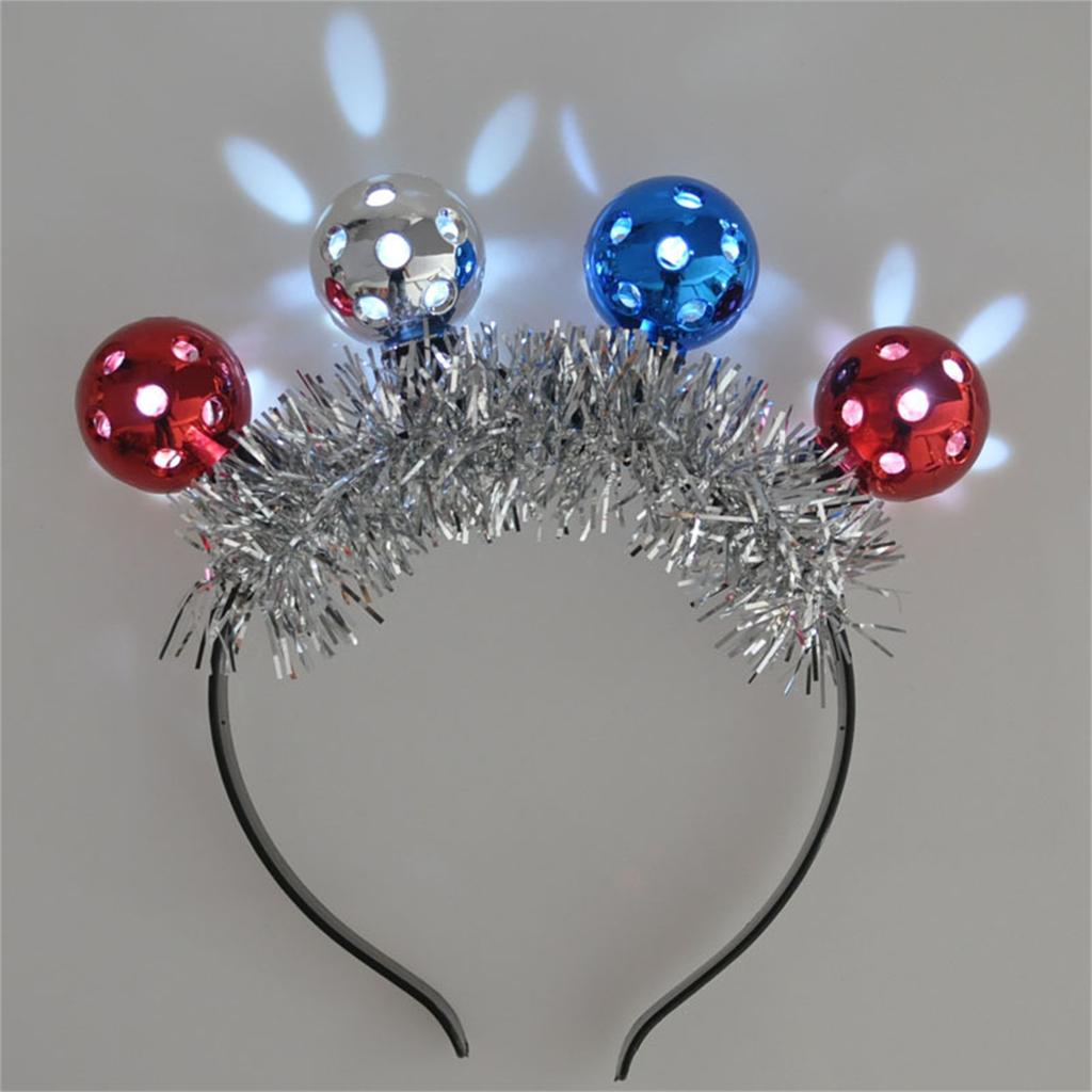 Fashion Adult Kids Glowing Disco Ball&Tinsels Shape Hair Hoop LED Hairband Stage Christmas Party Women Styling Headband