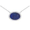 [Q7936] - Серебряное колье "Сисси" синий лазурит, серебристо-белый (родиевое покрытие) - 17x13 мм