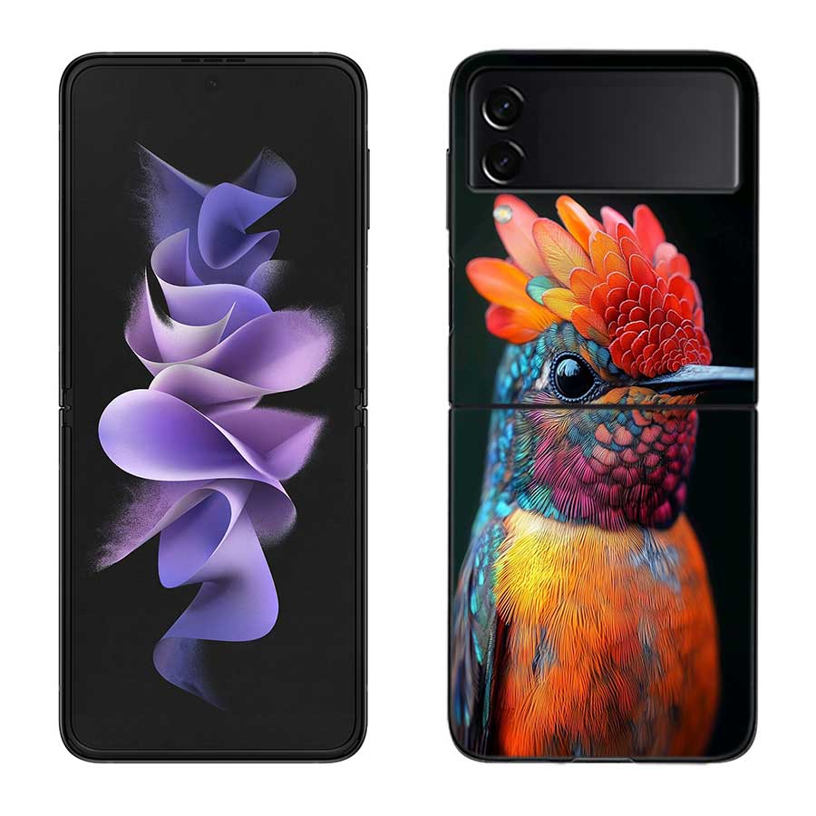 The Spirit of Hummingbirds Phone Case For Samsung Z Flip 7 6 5G Galaxy Z Flip 5 4 3 Black Hard Cell Cover Luxury PC Shell Coque