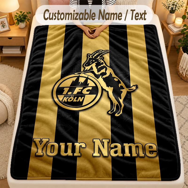 Flannel BlanketFC Köln Custom Name Text Personalized Soft Warm Throw Blanket Home Decor Gift