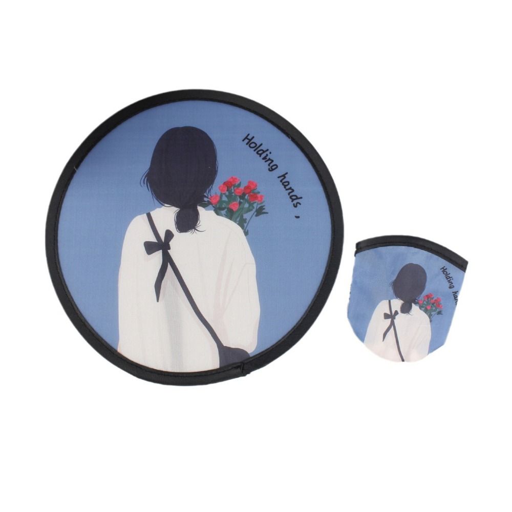 Round Folding Fans Cartoon Hand Fan Circular Fan Pocket Fan  For Beach Lawn