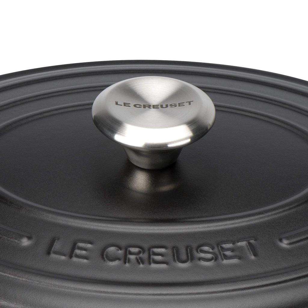 Le Creuset Signature Кастрюля-кокот овальная 25 см Чугун Эмалированная Матовая и Совместимая с духовкой Японская кастрюля, Черная, Газ, Индукция, [Официальный продукт]