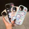 For iPhone 15 14 13 12 11 Pro Max 14 15 Plus Samsung S23 S24 S22 S21 Redmi Cute Little Bears Pattern Silver Edge Lens Soft Silicone Phone Case