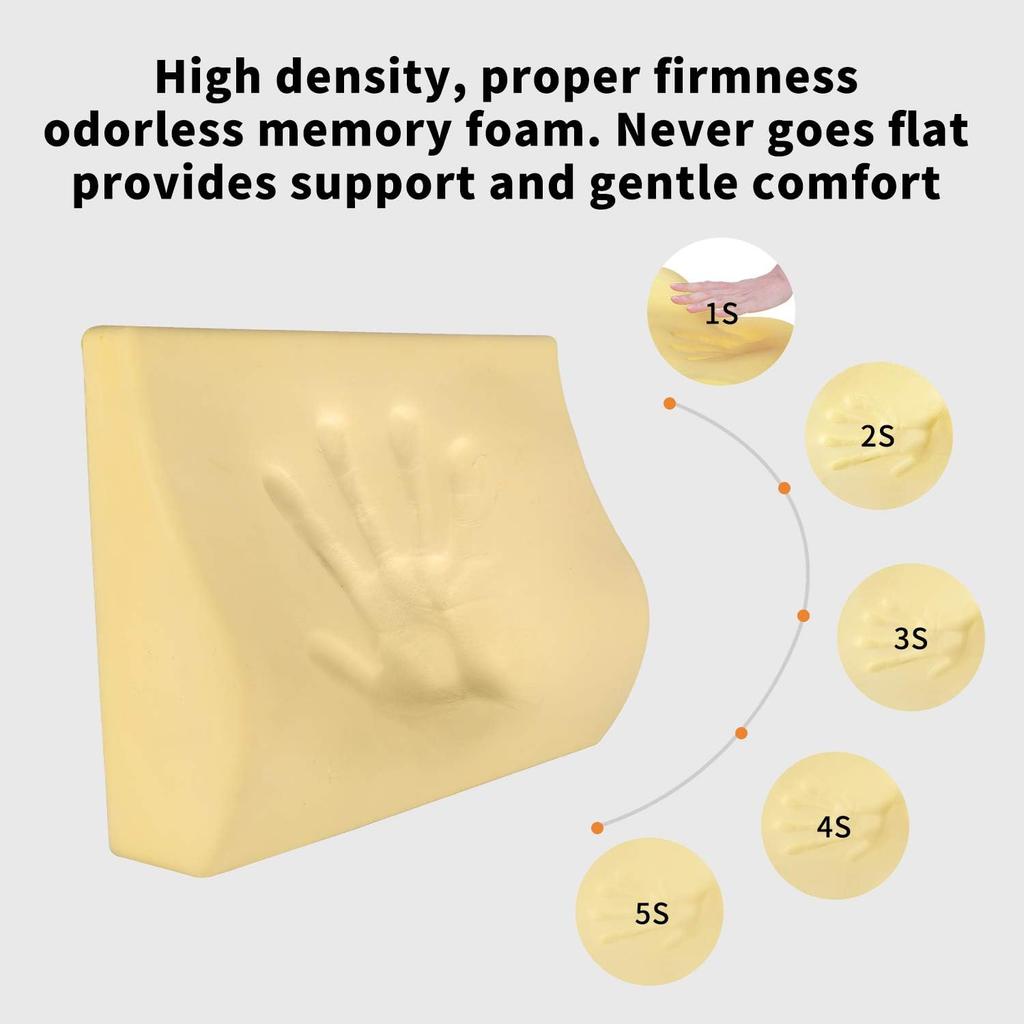 Memory Foam Lumbar Support Pillow For Car - Lower Back Support Cushion For Driving, Back Pain Relief For Car Seat, Office Chair, Wheelchair (Gray)