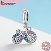 BAMOER 925 Sterling Silver Crystal Bike Bicycle Shape Pendant Charms Fit Bracelets & Necklace