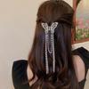 Rhinestone Butterfly Pearl Fringe Hairpin Fashionable Temperamental Hair Claw Clip Headwear Hair Accessory for Women