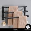 Towel Hanger Wall Mounted 30-50 CM Towel Rack Bathroom Aluminum Black Towel Bar Rail Matte Black Towel Holder with Sticker