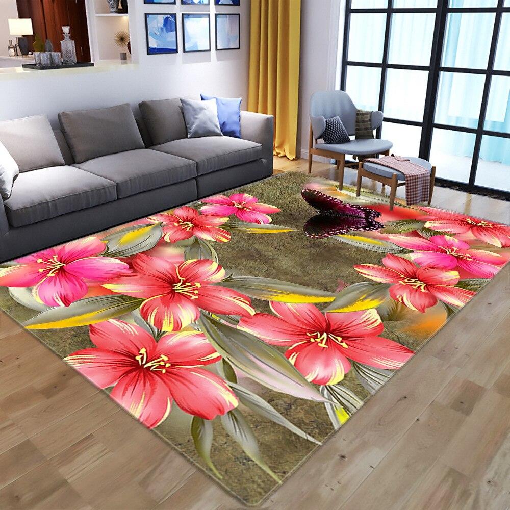 Dream Purple Butterfly Pattern Carpets for Living Room Bedroom Area Rugs Child Room Play Rug Cartoon 3D Printing Kids Game Mats
