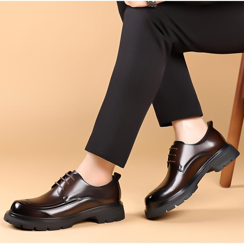 Модные мужские туфли из коровьей кожи на платформе в деловом стиле, весна-осень, на мягкой подошве, свадебные туфли, модные туфли дерби из натуральной кожи