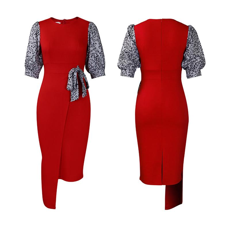 Одежда с разрезом, летнее женское платье-футляр, модное темпераментное лоскутное платье с принтом