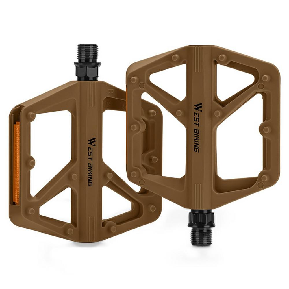 WEST BIKING YP0802150 1 Pair Nylon Widened Pedals for Mountain Road Bike Anti Slip Bicycle Pedals with Reflector