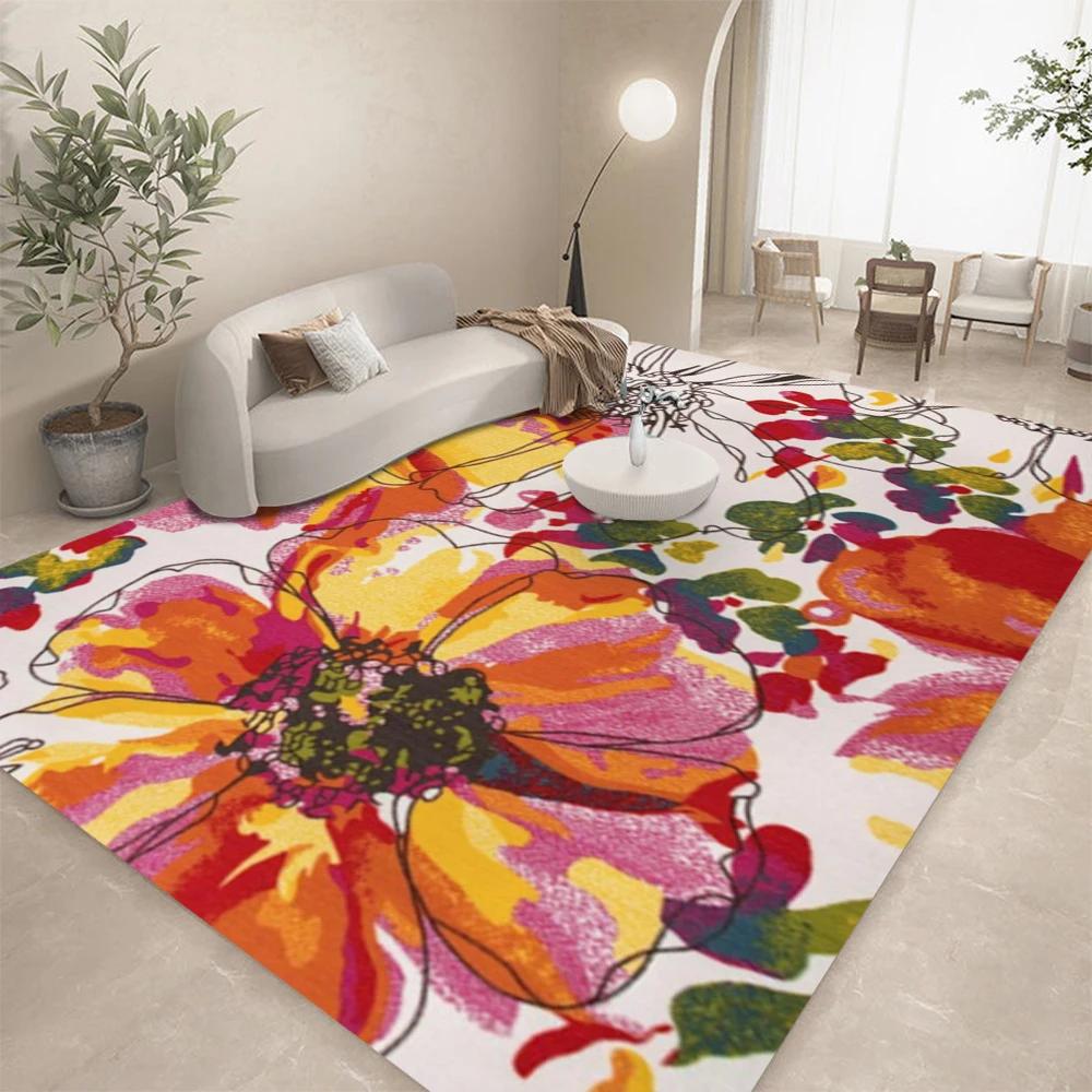 Elegant French Floral Carpet for Living Room Home Decor Sofa Rugs Bedroom Rug Lounge Kitchen Coffee Table Floor Mat Indoor Rug