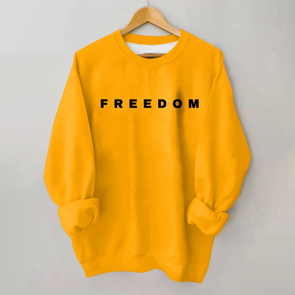Women's Loose And Comfortable Round Neck Long Sleeved Sweatshirt With Printed Text