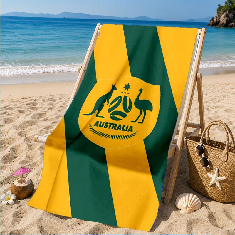 Пляжное полотенце с гербом Австралии, Быстросохнущее, Легко ухаживать, Подходит как для занятий спортом, так и для пляжного отдыха, Спортивный незаменимый аксессуар