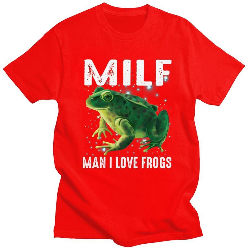 MILF Man I Love Frogs Tshirt for Men Short Sleeves Casual T Shirt Tshirt Slim Fit Pure Cotton Tee Valentines Day Gift