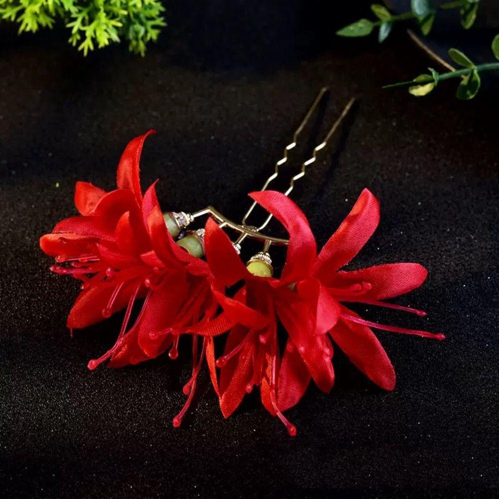 Simple Large Flower Hair Stick Fairy Simulation Flower Hanfu Hair Stick Bohemian Bohemian Style Simulation Flower Hairpins Beach