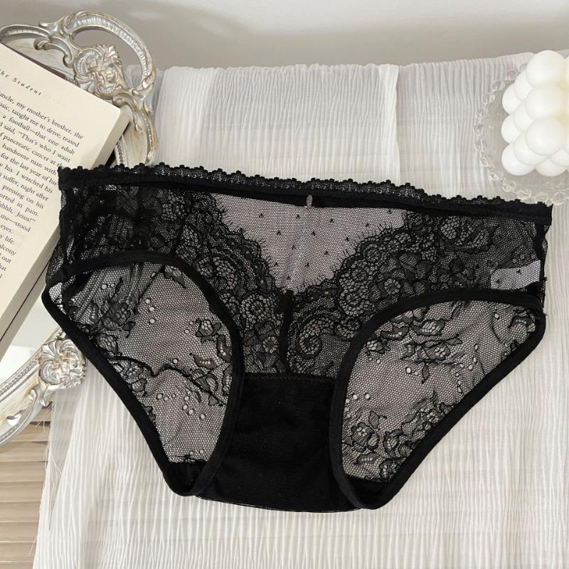 Кружевное нижнее белье для девочек Pure Desire Сексуальные полые трусы из чистого хлопка с треугольными чашечками и жемчугом