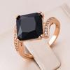 Luxury Black Square Zircon Rings for Women Vintage Gold Color Wedding Jewelry Exquisite Daily Gift