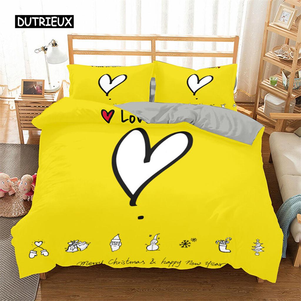 3D Love Heart Duvet Cover Microfiber Romantic Love Affection Theme Bedding Set King Full For Kids Teen Valentines Day Room Decor
