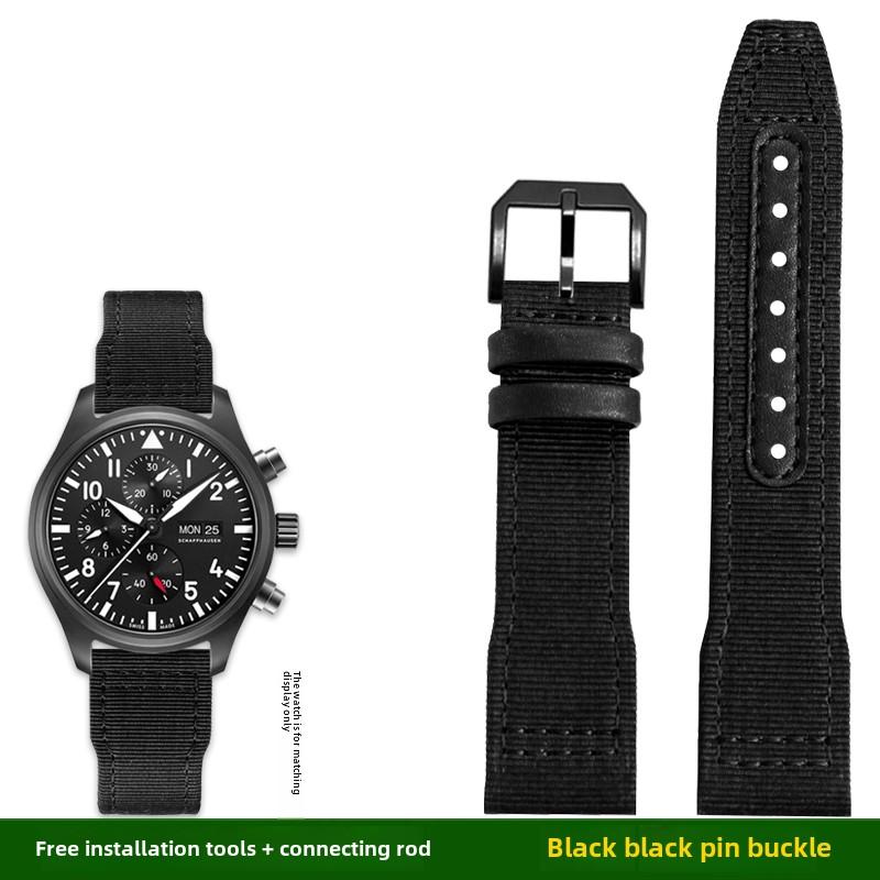 Для IWC Pilot Нейлоновый ремешок из натуральной кожи для часов IWC Mark 18 Balack Aces Portuguese оригинальный плетеный холщовый ремешок Браслет