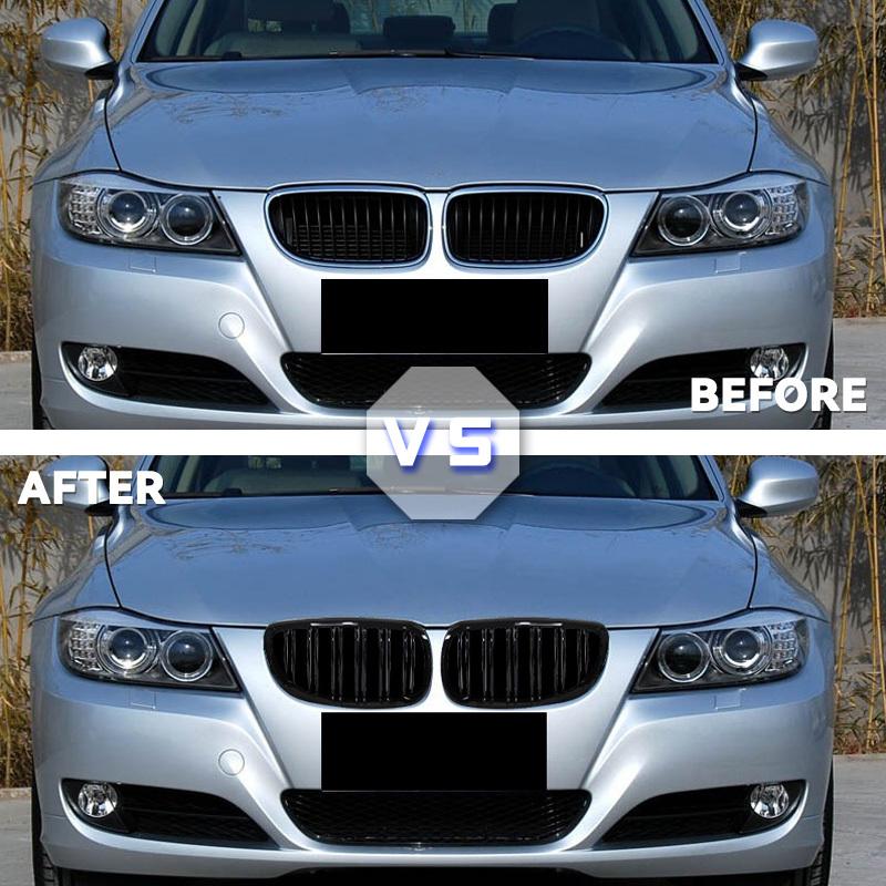 Решетка радиатора переднего бампера для BMW E92 E93 M3 2006-2009, глянцевая черная двойная линия, решетка для автомобиля, гоночные решетки, запасная часть