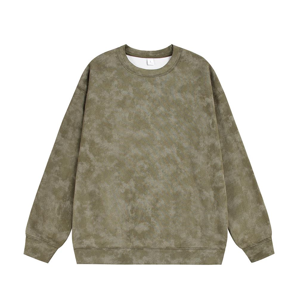 Мужская осенняя повседневная толстовка-куртка с капюшоном, тяжелый вес 360 г, tie-dye, замша, флис, круглый вырез