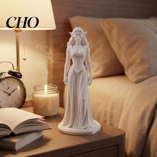 Carving Enchantress Ornament 3D Printed Figurine Elf Ears Women Statue Sculpture Home Office Bookshelf Desktop Decoration