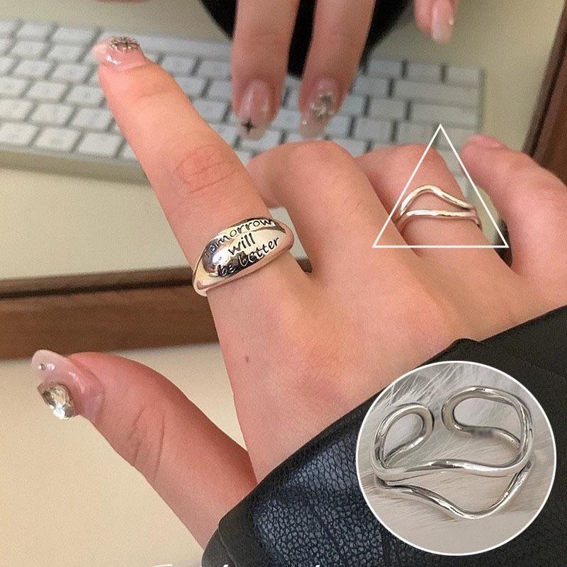 Geometric High-Polish Criss-Cross S925 Silver-Plated Open Ring - Women's Stackable Index Finger Jewelry