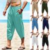 Mens Polyester Cotton Shorts 3/4 Summer Baggy Sweatshorts Trousers Solid Men Hip Hop Loose Long Streetwear Pants 2XL