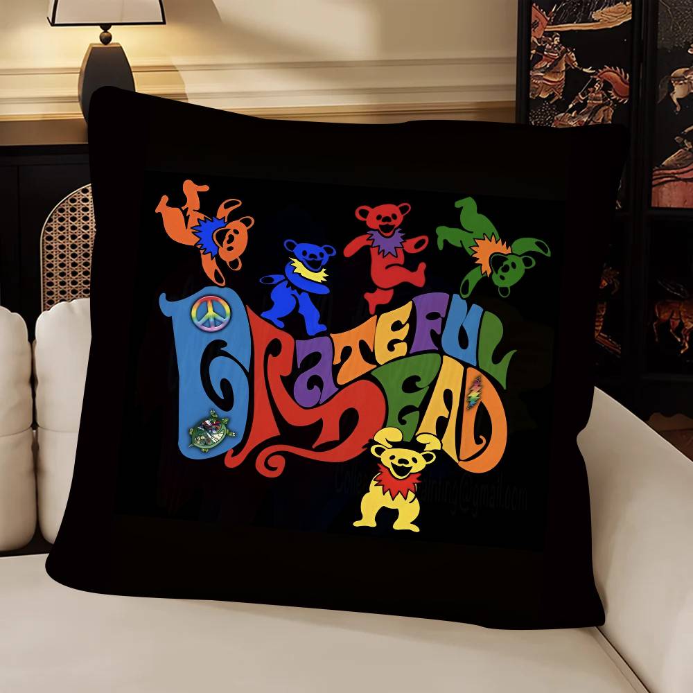 Band GGrateful DDead Pillow Case Fashion Square Pillowcase Bedroom Sofa Room Ins Decoration Leisure