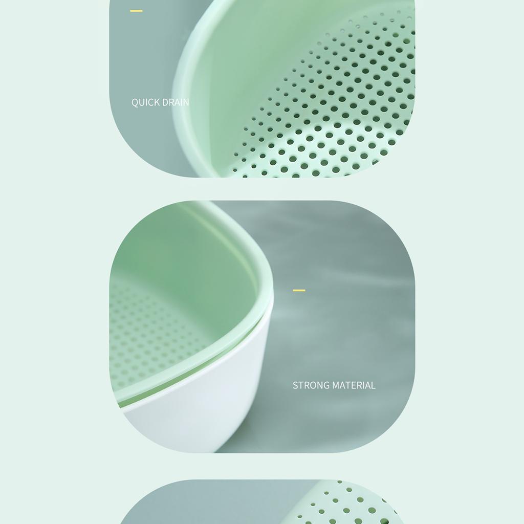 Fruit Vegetable Washing Strainer Baskets, Drain Cooked Pasta Dry Dishes Bowl, Portable Double Layered Cleaning Plate Drain Basin For Kitchen