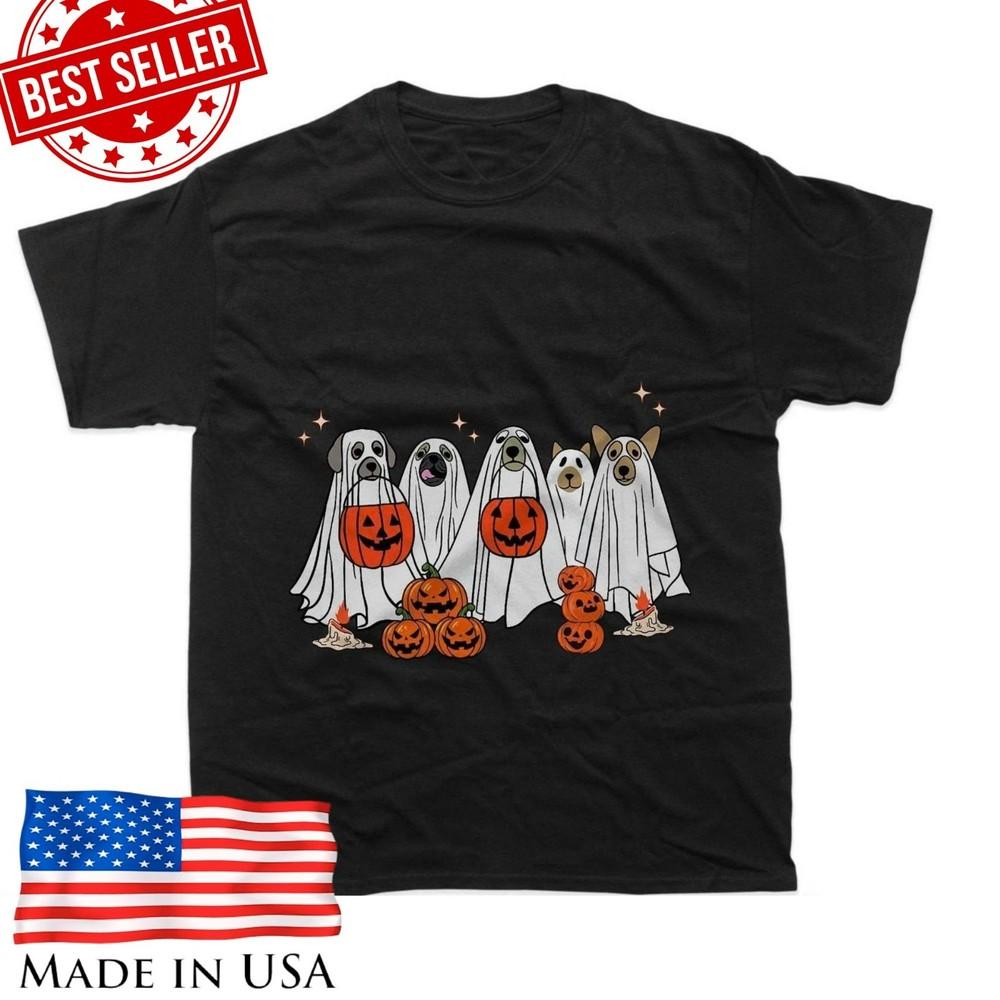 Funny Dog Halloween Shirt Cute Puppy in Ghost Costume Tee Unisex T-Shirt