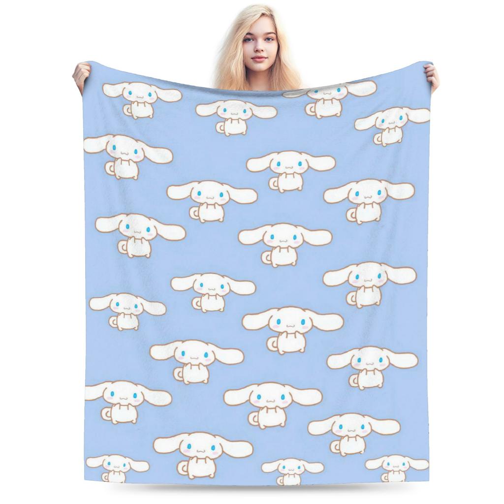 Kawaii Cinnamoroll Fleece Blanket Sanrio Cute Cartoon Dog Vintage Throw Blanket for Home Hotel Sofa 200x150cm Rug Piece