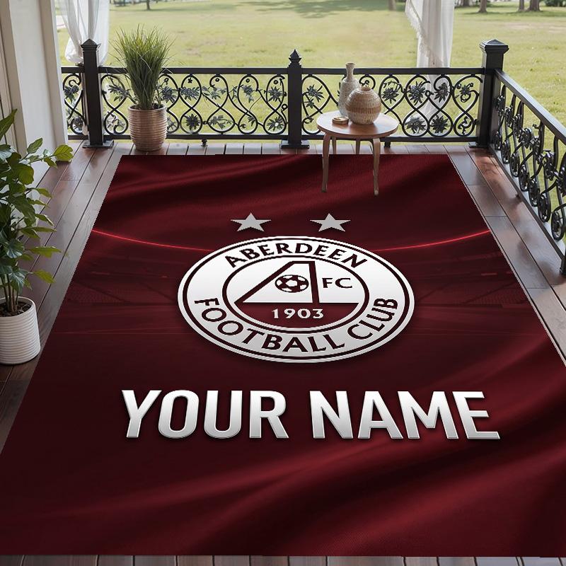 Custom Text Printed Rug Aberdeen FC Non Slip Floor Carpet For Home Room Decor