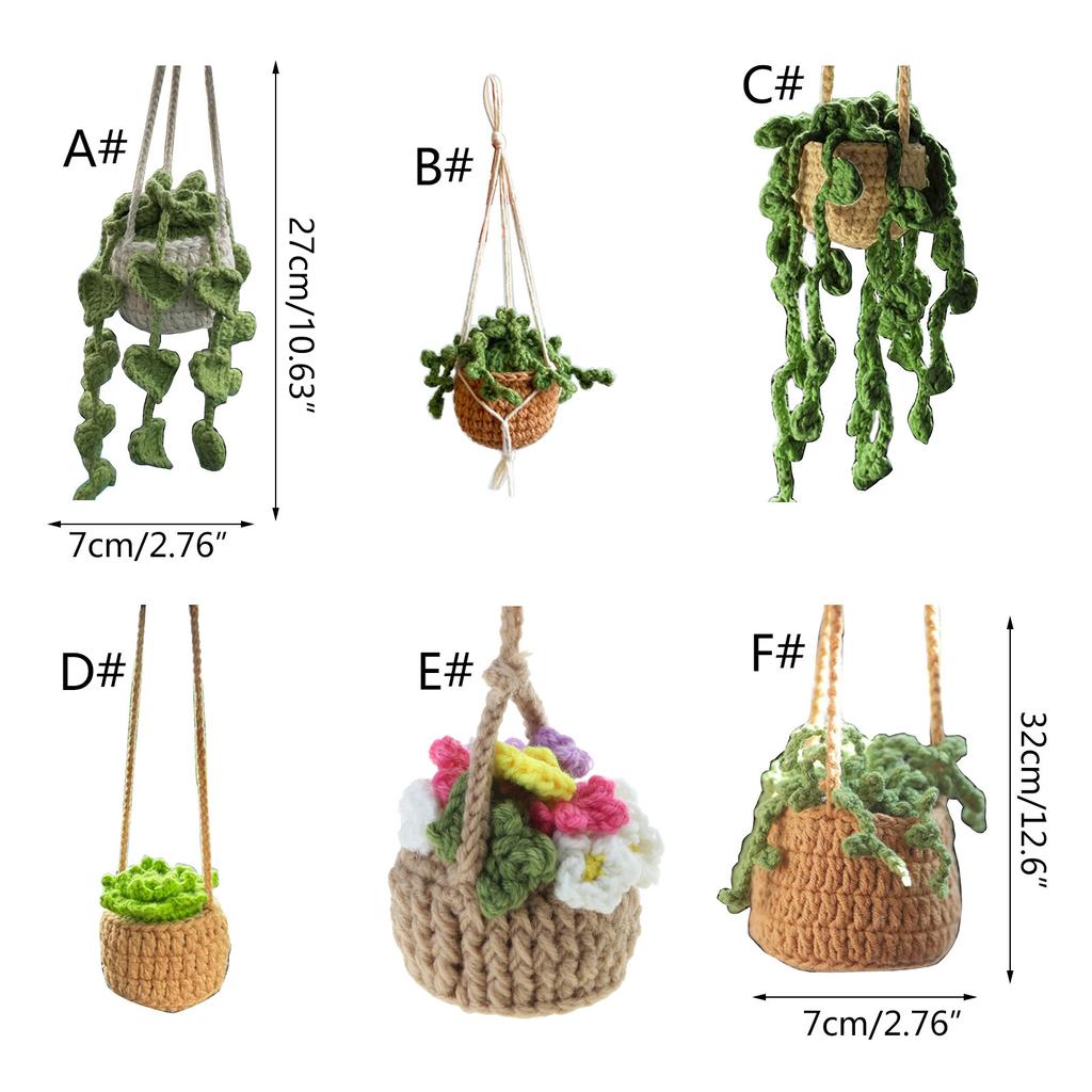 Милые многоцветные горшечные растения, вязаные крючком, подвесные зеркала для автомобиля - аксессуары Милые автомобильные аксессуары для женщин и мужчин, подарок ручной работы