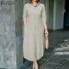 Women Casual Turn Down Collar Solid Color 3/4 Sleeve Shirt Dress