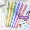 6Colors/Set Press Type Color Gel Pen Color Ink Signing Pen Creative Ballpoint Pen Students Gift